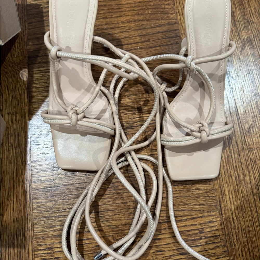 Beige Strappy Heels